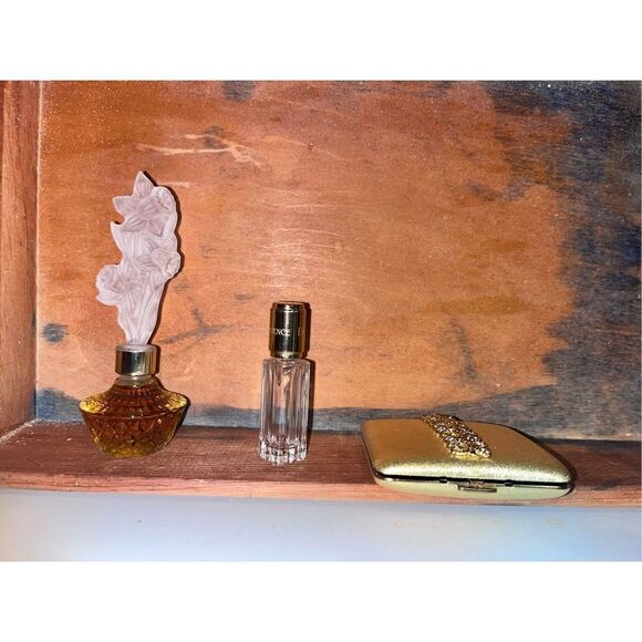 Gold compact glass complete snaps vintage two bottles - Picture 6 of 16
